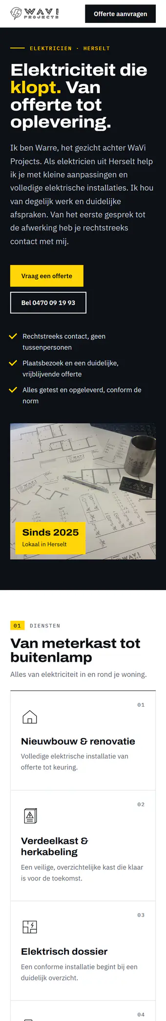 Dezelfde website op een gsm.